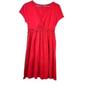 Make + Model Sleeveless Surplice Red Knee Length Sheath Dress Medium